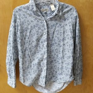 Vintage L.L. Bean Long Sleave Blue Floral Shirt